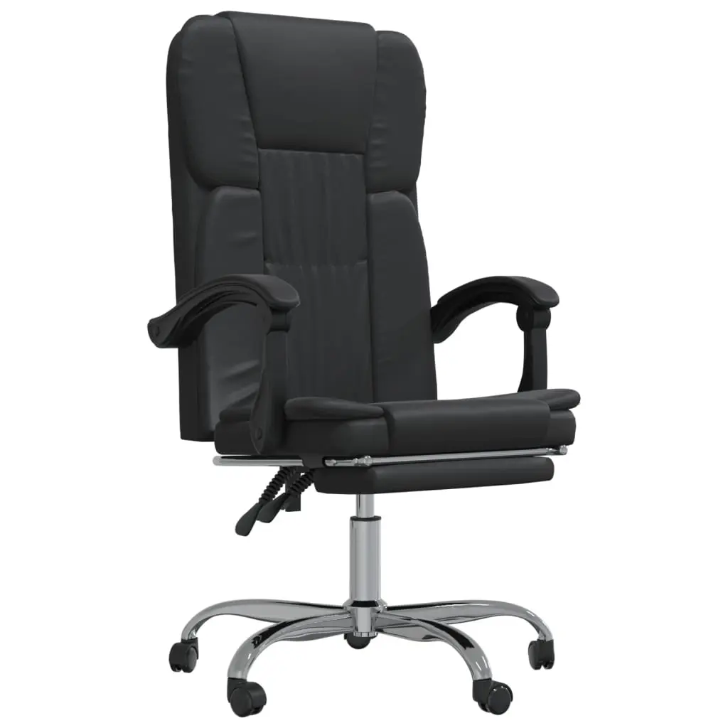 Reclining Office Chair Black Faux Leather 349619 - Furniture