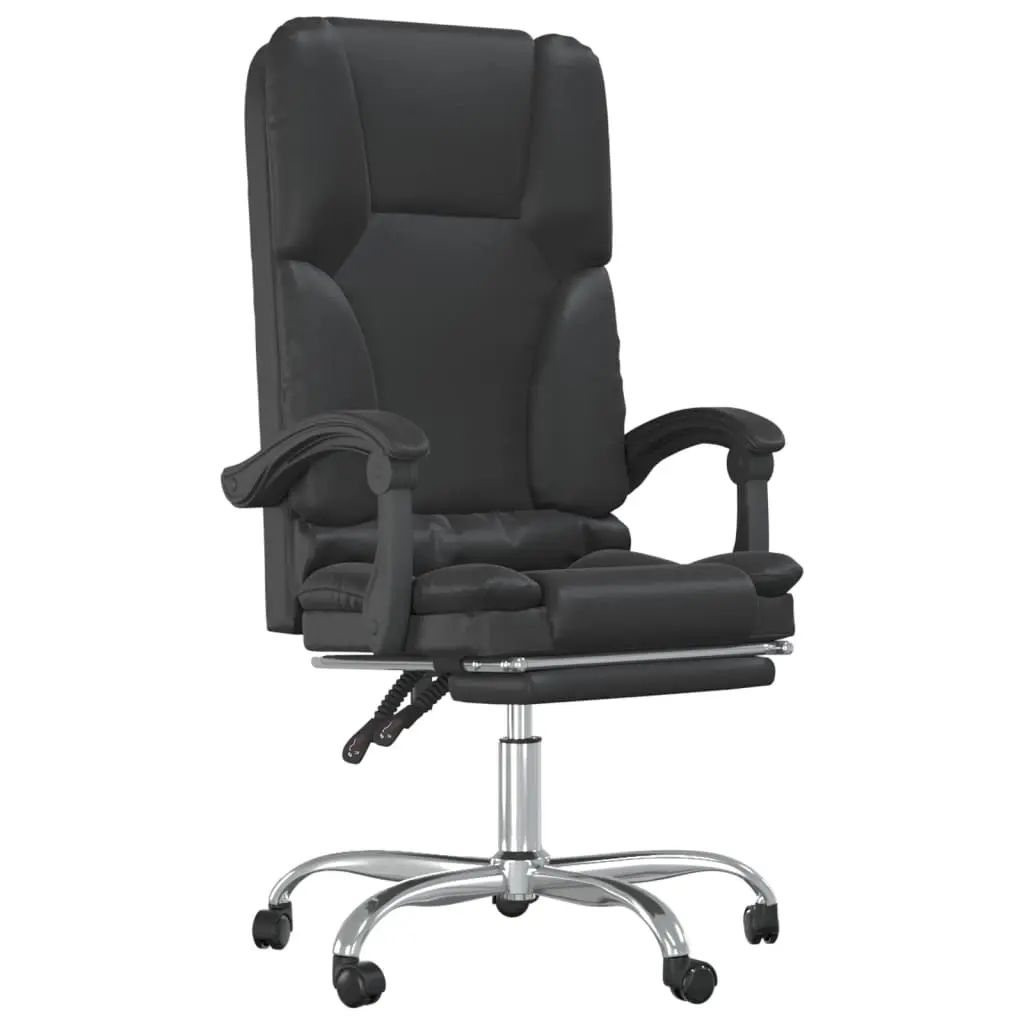 Massage Reclining Office Chair Black Faux Leather 349677 - Furniture