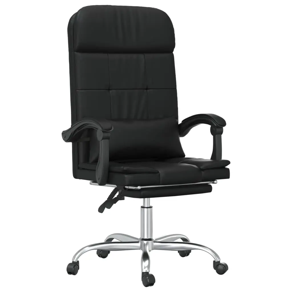 Massage Reclining Office Chair Black Faux Leather 349707 - Furniture