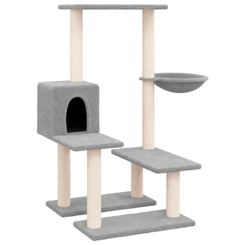 Cat Tree with Sisal Scratching Posts Light Grey 94.5 cm 171640 - Pets