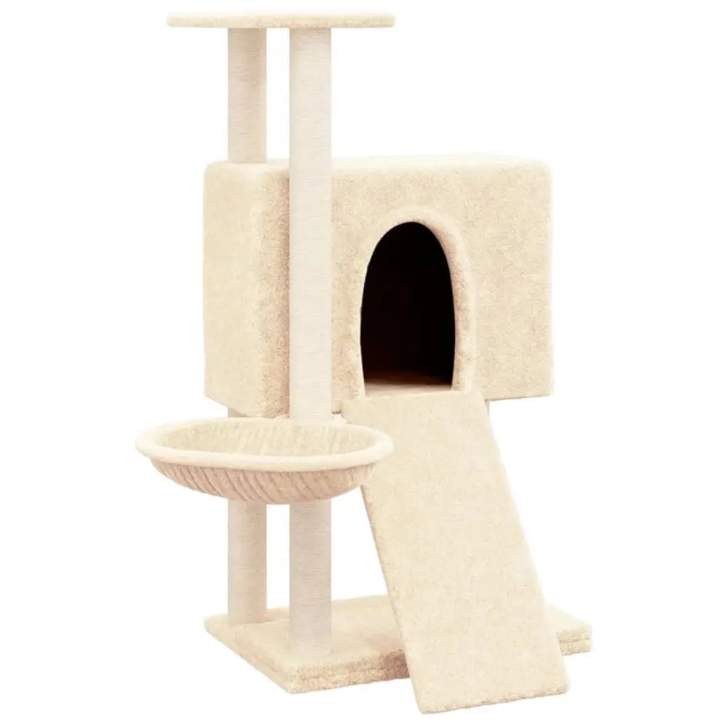 Cat Tree with Sisal Scratching Posts Cream 96 cm 171645 - Pets