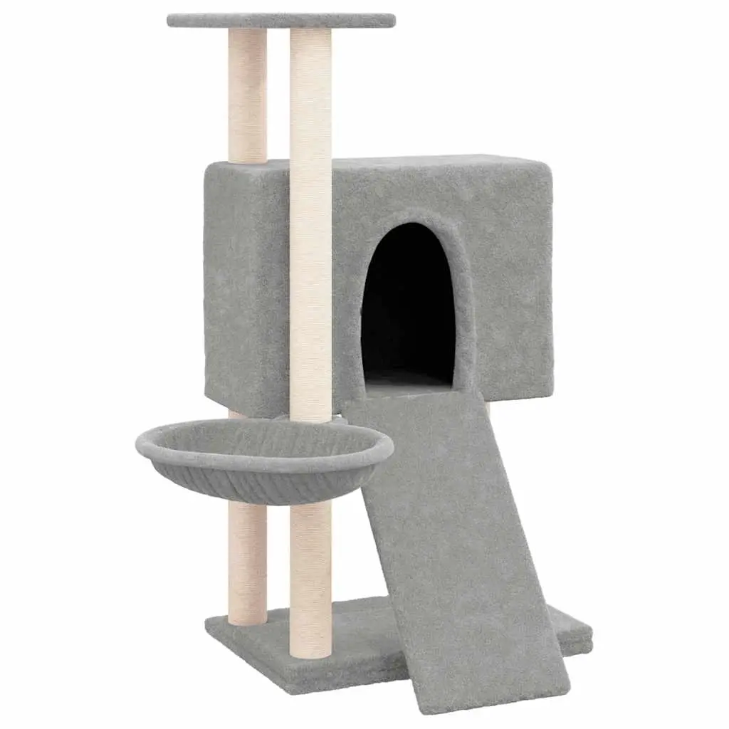 Cat Tree with Sisal Scratching Posts Light Grey 96 cm 171646 - Pets