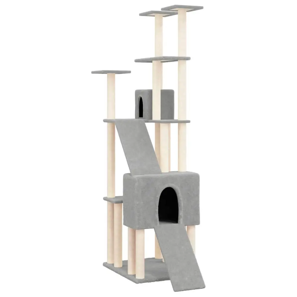 Cat Tree with Sisal Scratching Posts Light Grey 190 cm 171649 - Pets