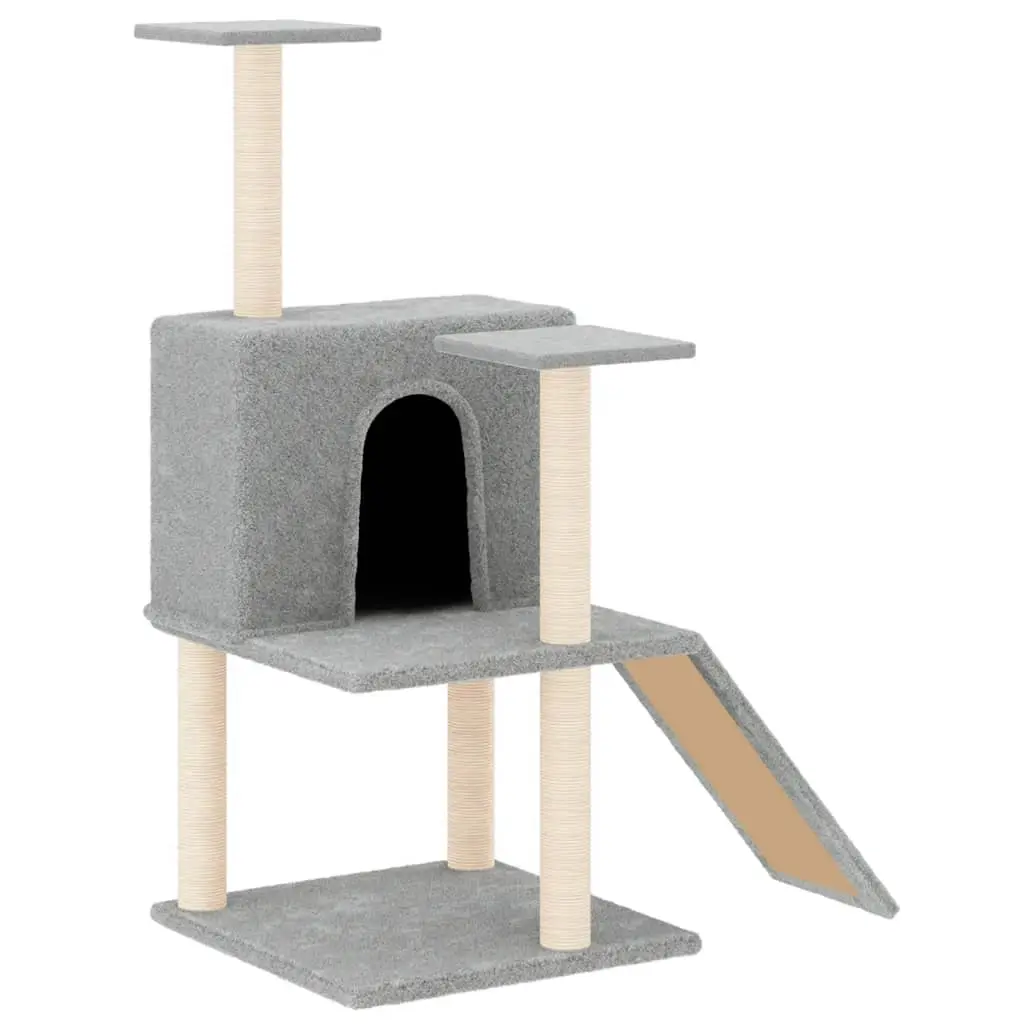 Cat Tree with Sisal Scratching Posts Light Grey 109 cm 171670 - Pets