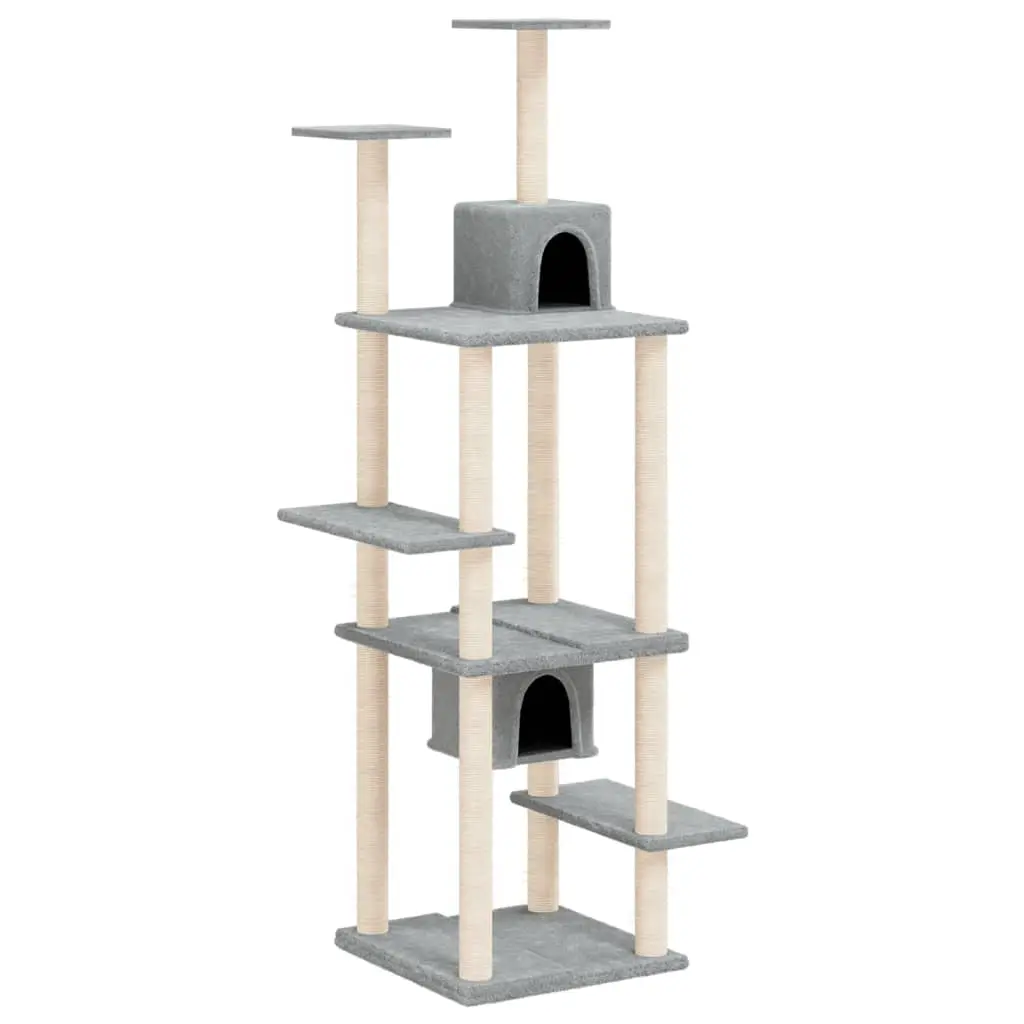 Cat Tree with Sisal Scratching Posts Light Grey 176 cm 171688 - Pets