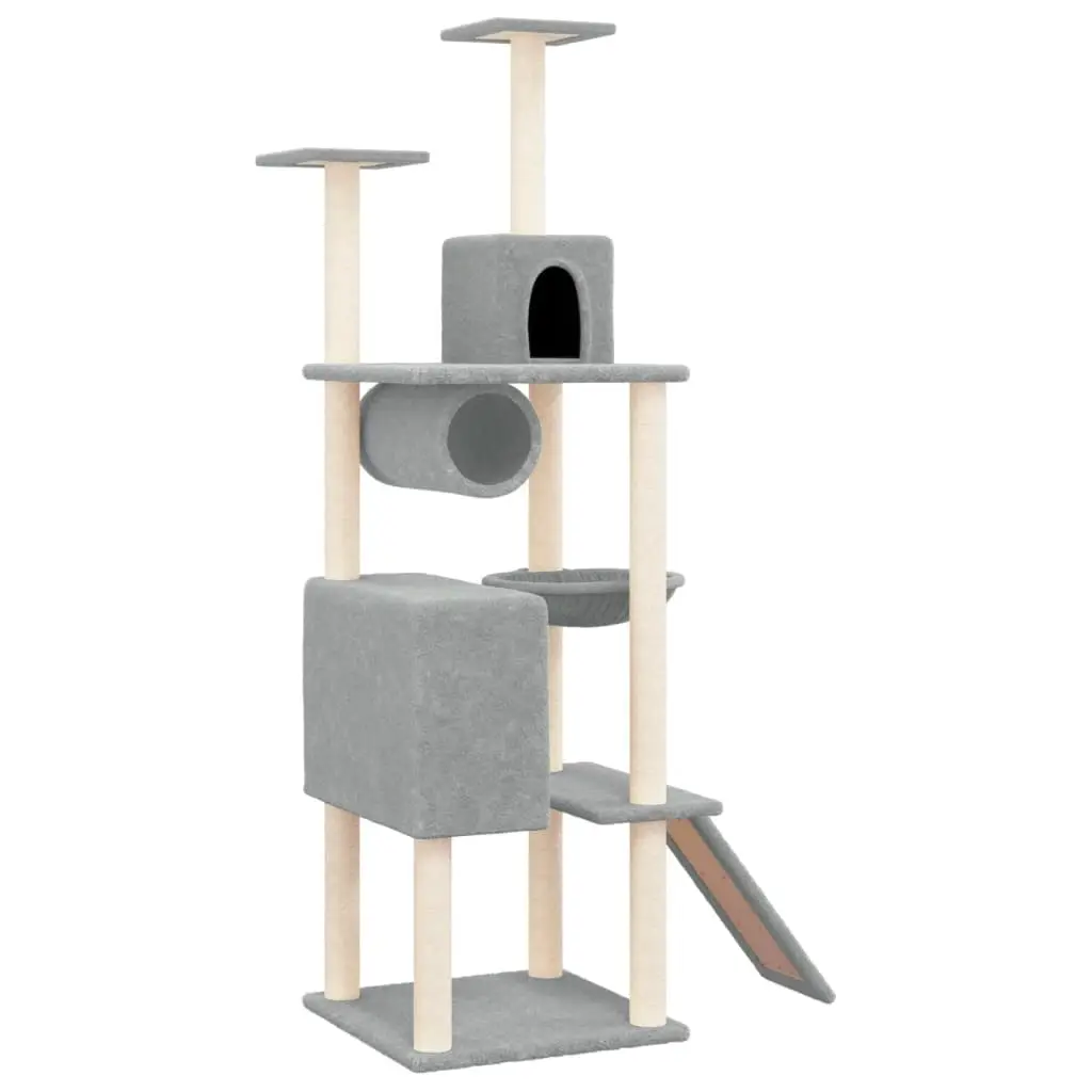 Cat Tree with Sisal Scratching Posts Light Grey 168 cm 171700 - Pets