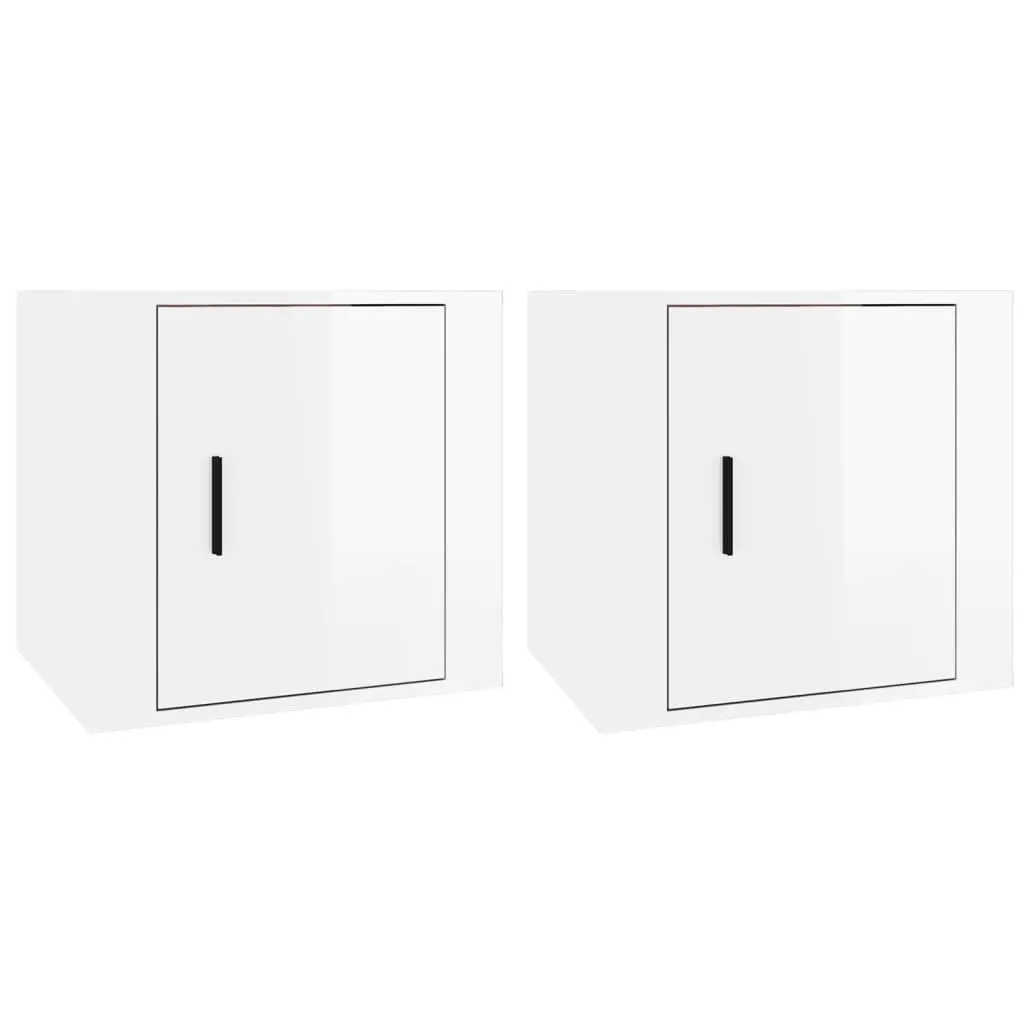 Bedside Cabinets 2 pcs High Gloss White 50x39x47 cm 816693 - Furniture