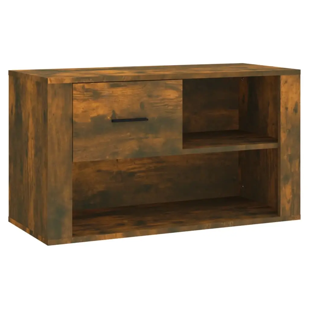 Shoe Cabinet Smoked Oak 80x35x45 cm Engineered Wood 816757 - Home & Garden