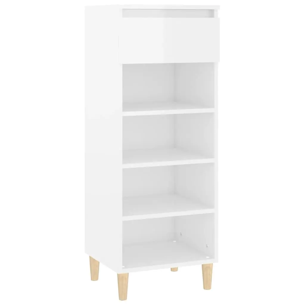 Shoe Cabinet High Gloss White 40x36x105 cm Engineered Wood 819774 - Home & Garden