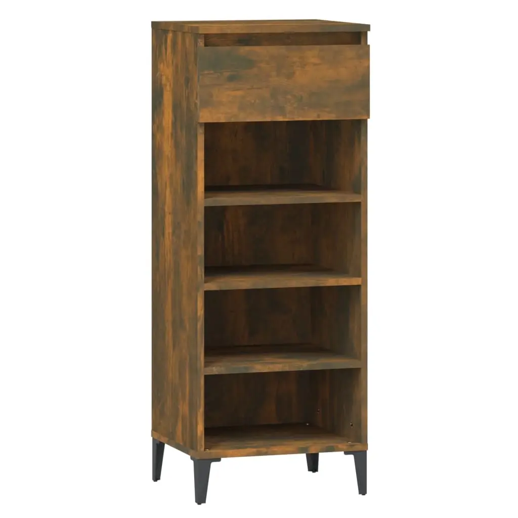 Shoe Rack Smoked Oak 40x36x105 cm Engineered Wood 819785 - Home & Garden