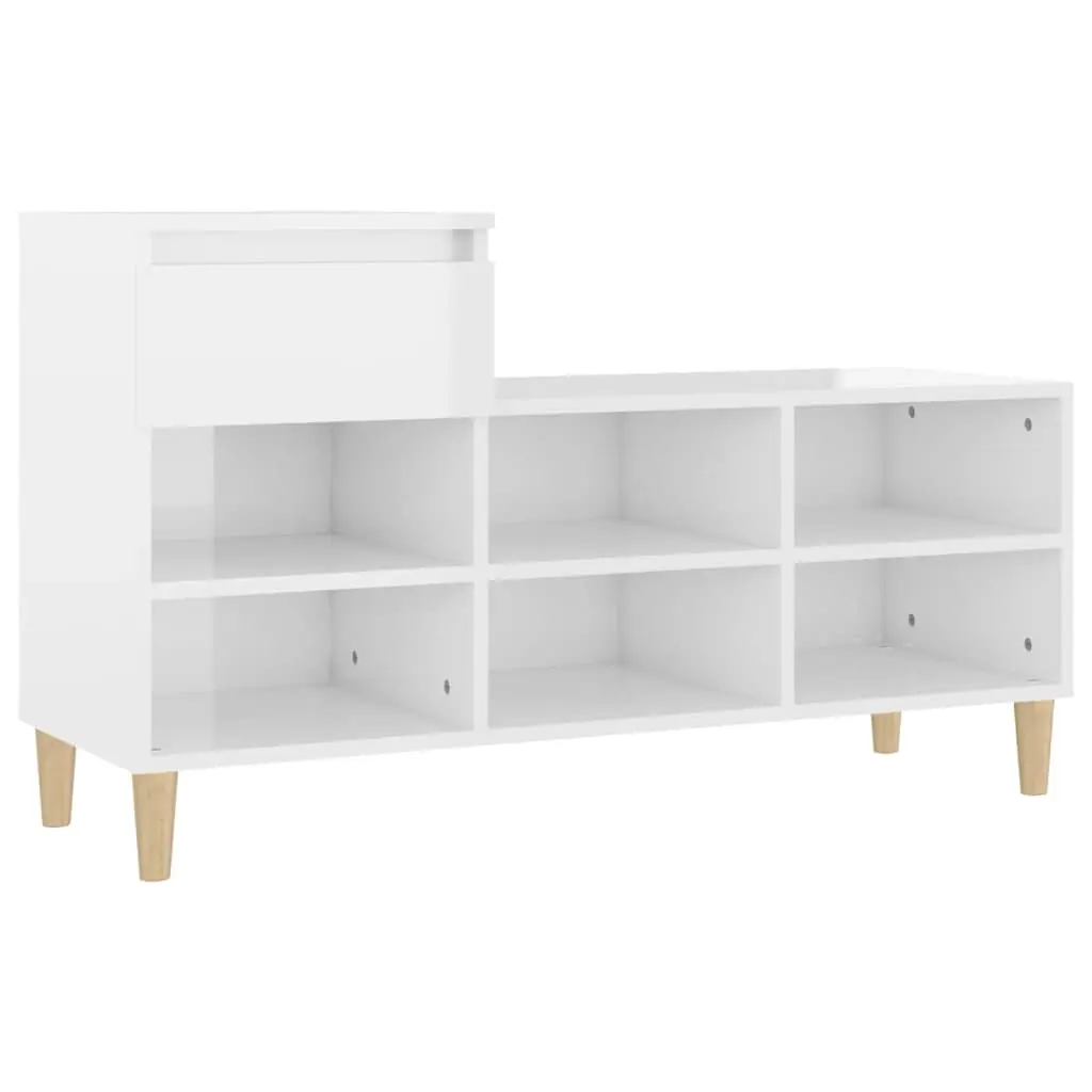 Shoe Cabinet High Gloss White 102x36x60 cm Engineered Wood 821206 - Home & Garden