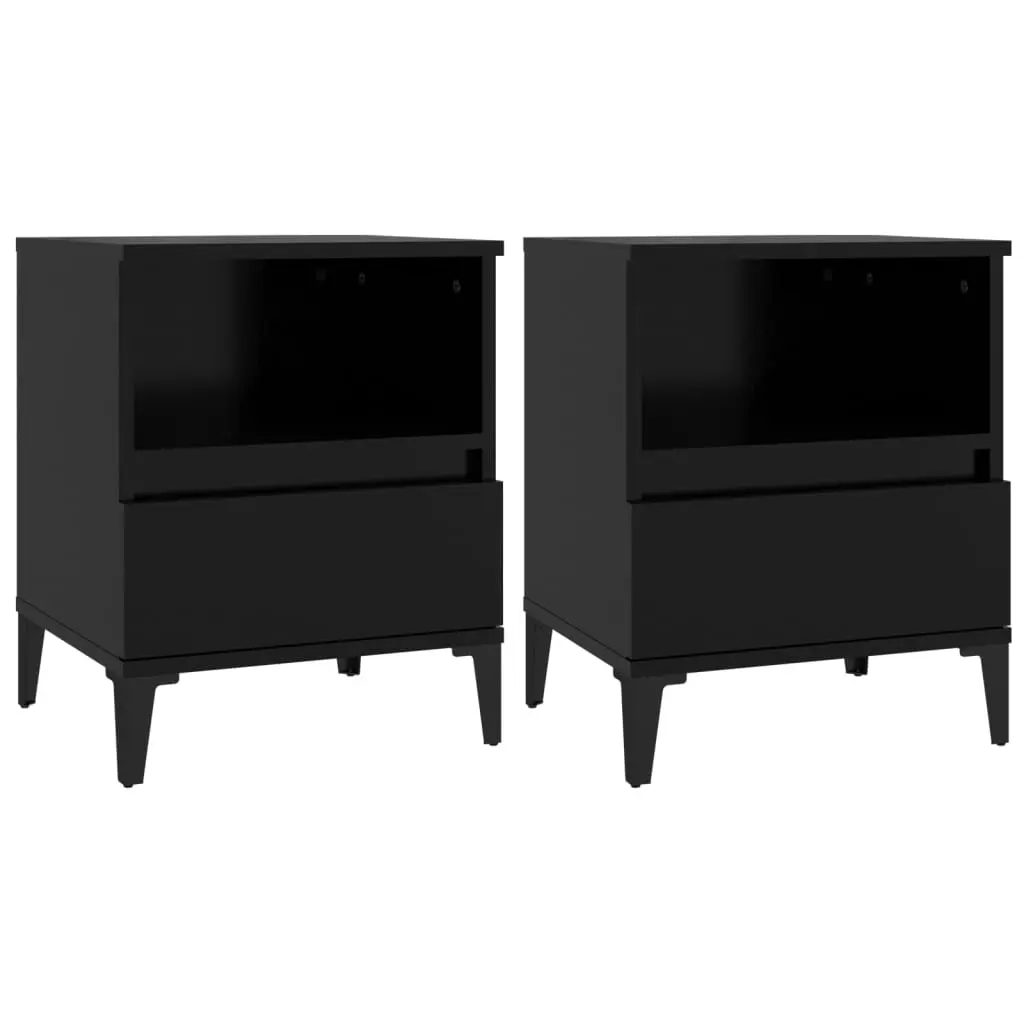 Bedside Cabinets 2 pcs Black 40x35x50 cm 821813 - Furniture