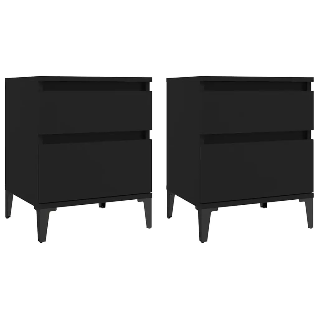 Bedside Cabinets 2 pcs Black 40x35x50 cm 821845 - Furniture