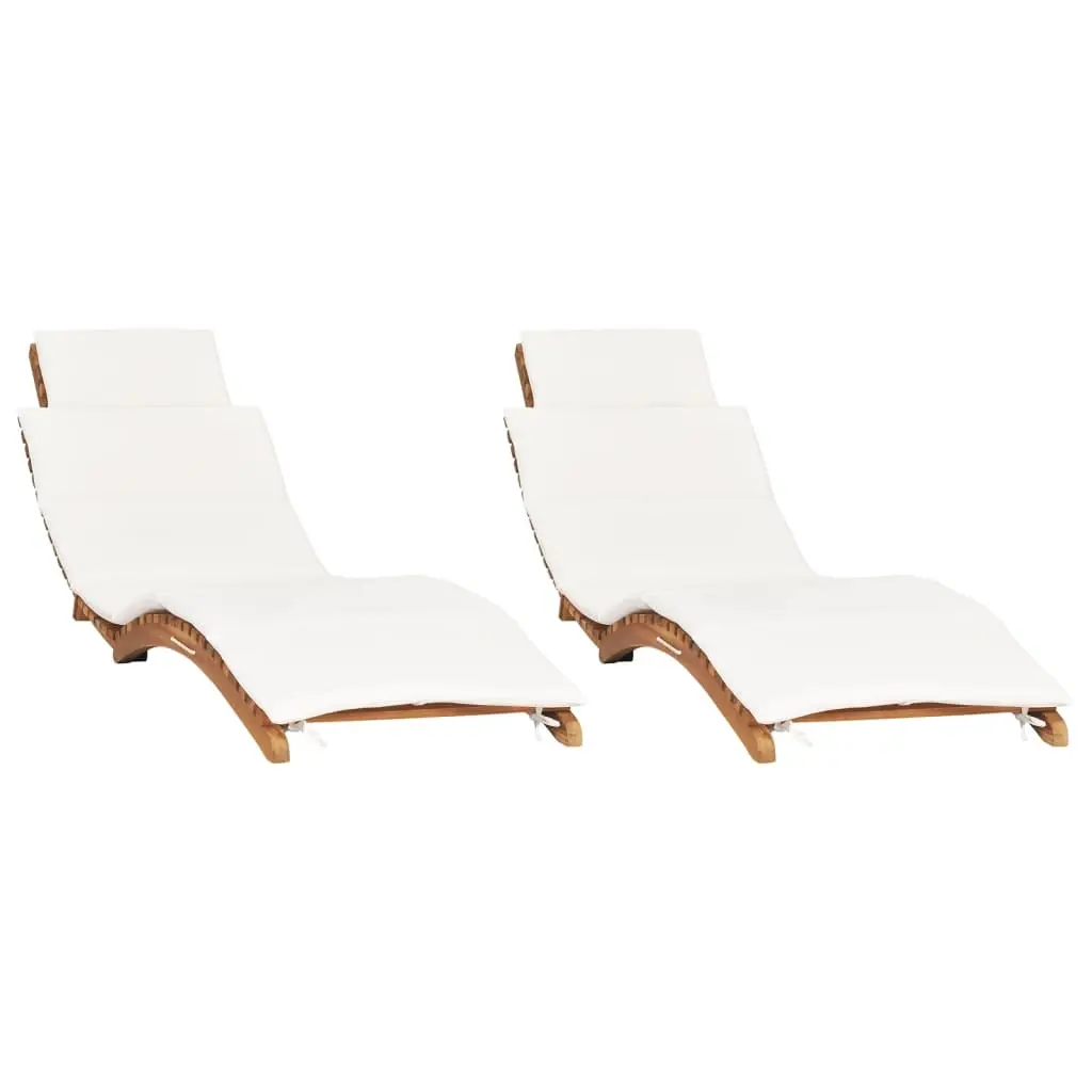 Sun Loungers 2 pcs with Cushions Solid Wood Teak 3143633 - Furniture