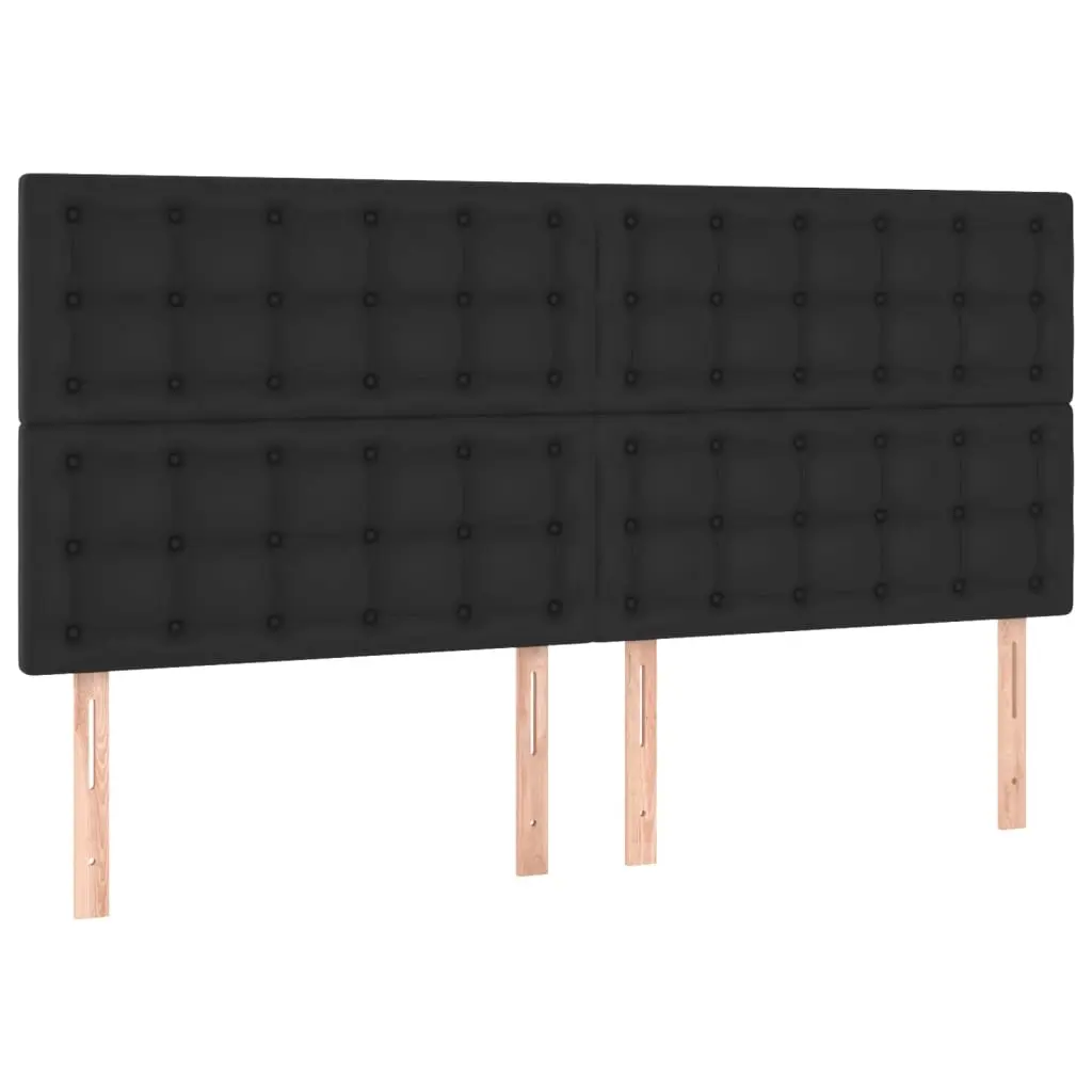 Headboard Black 200x5x118/128 cm Faux Leather 3116440 - Furniture