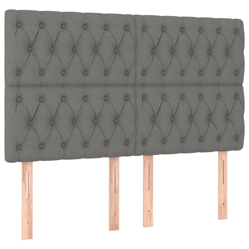 Headboard Dark Grey 144x7x118/128 cm Fabric 3116667 - Furniture