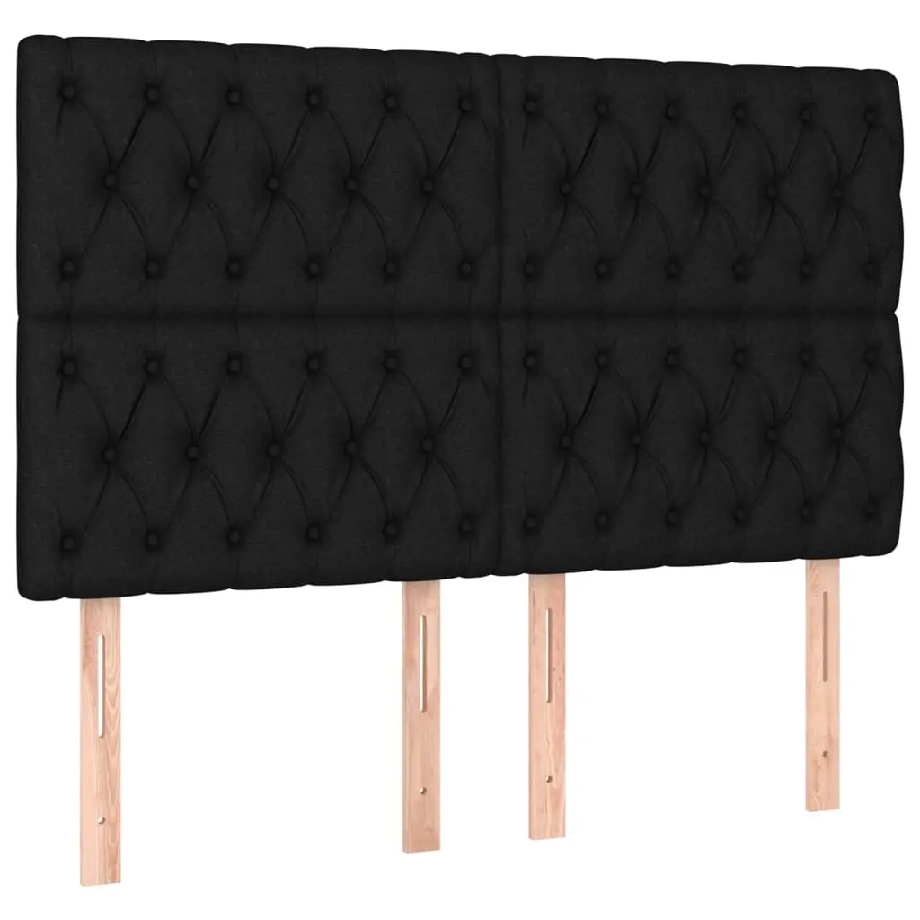 Headboard Black 160x7x118/128 cm Fabric 3116676 - Furniture