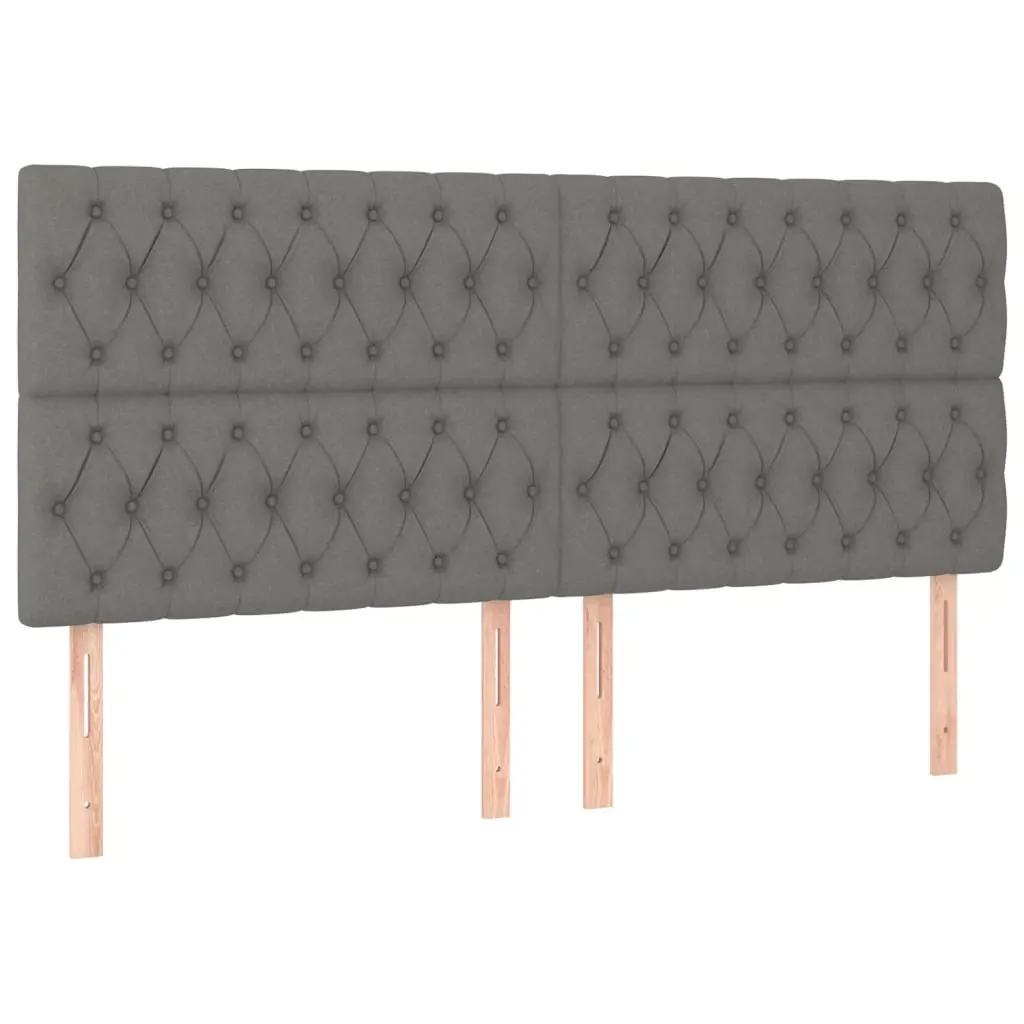Headboard Dark Grey 200x7x118/128 cm Fabric 3116691 - Furniture