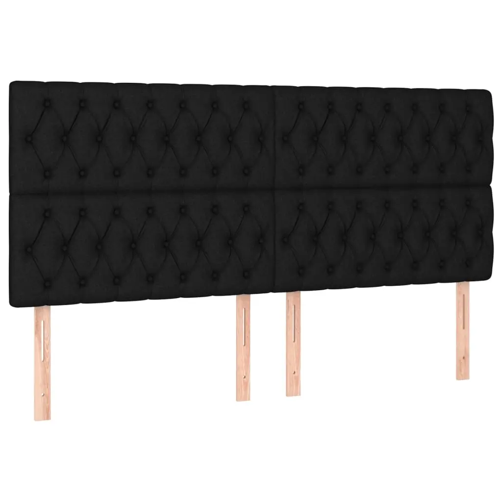 Headboard Black 200x7x118/128 cm Fabric 3116692 - Furniture