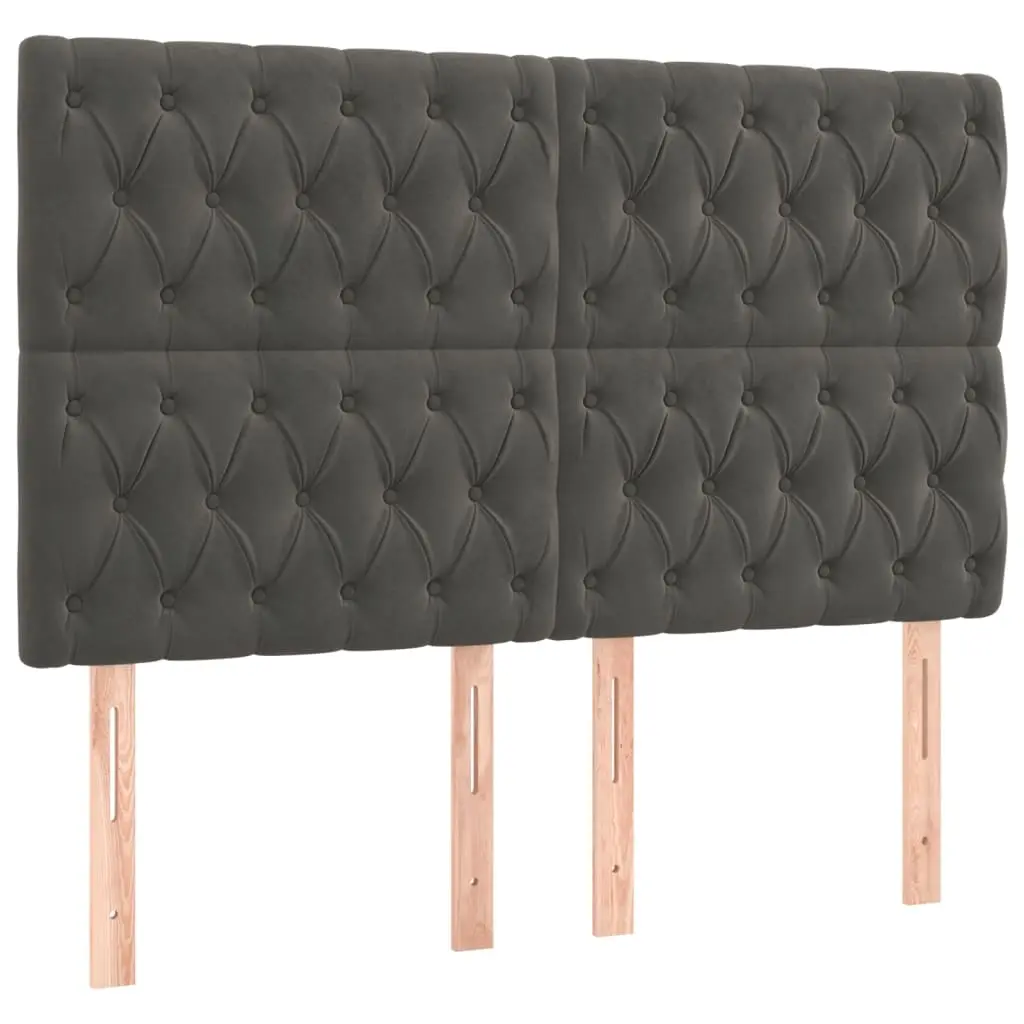 Headboard Dark Grey 160x7x118/128 cm Velvet 3116723 - Furniture