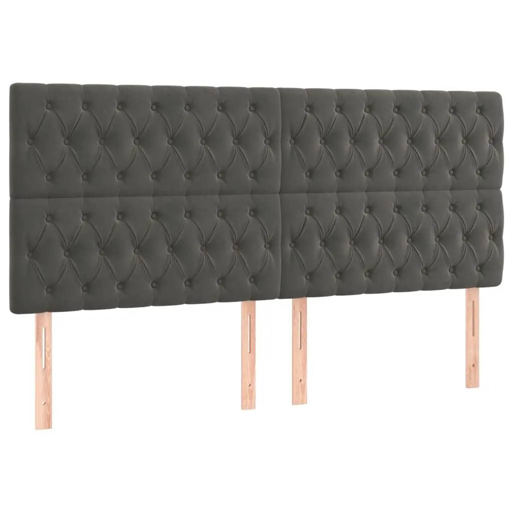 Headboard Dark Grey 200x7x118/128 cm Velvet 3116735 - Furniture