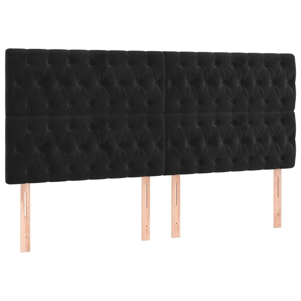 Headboard Black 200x7x118/128 cm Velvet 3116736 - Furniture