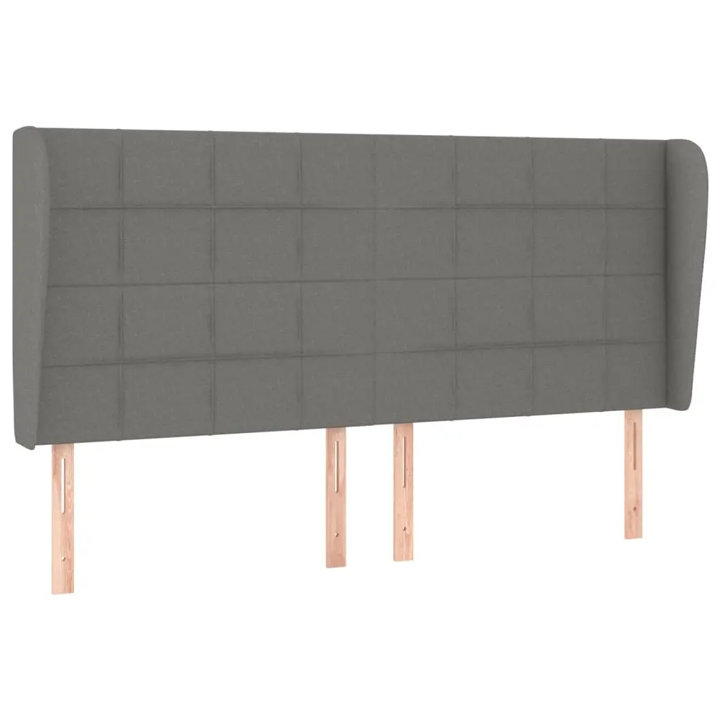 Headboard with Ears Dark Grey 163x23x118/128 cm Fabric 3117963 - Furniture