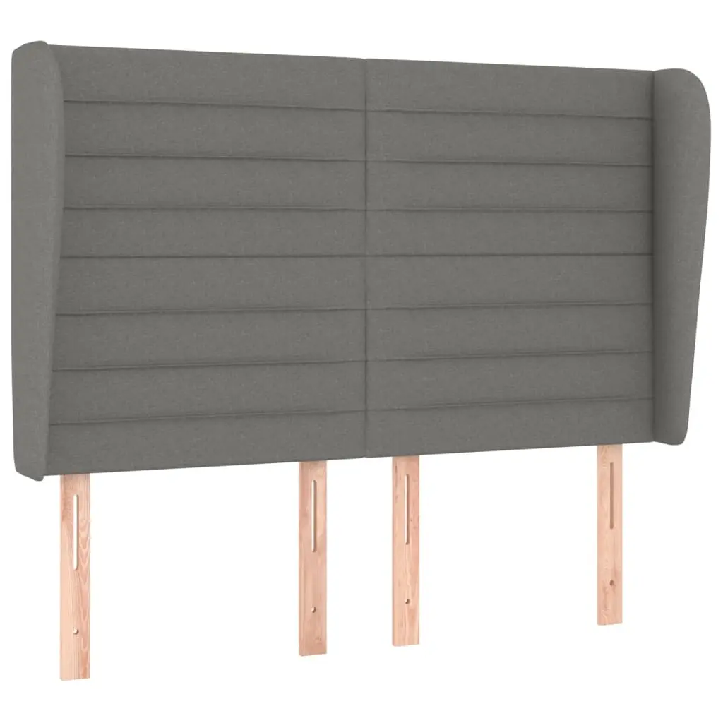 Headboard with Ears Dark Grey 147x23x118/128 cm Fabric 3118095 - Furniture