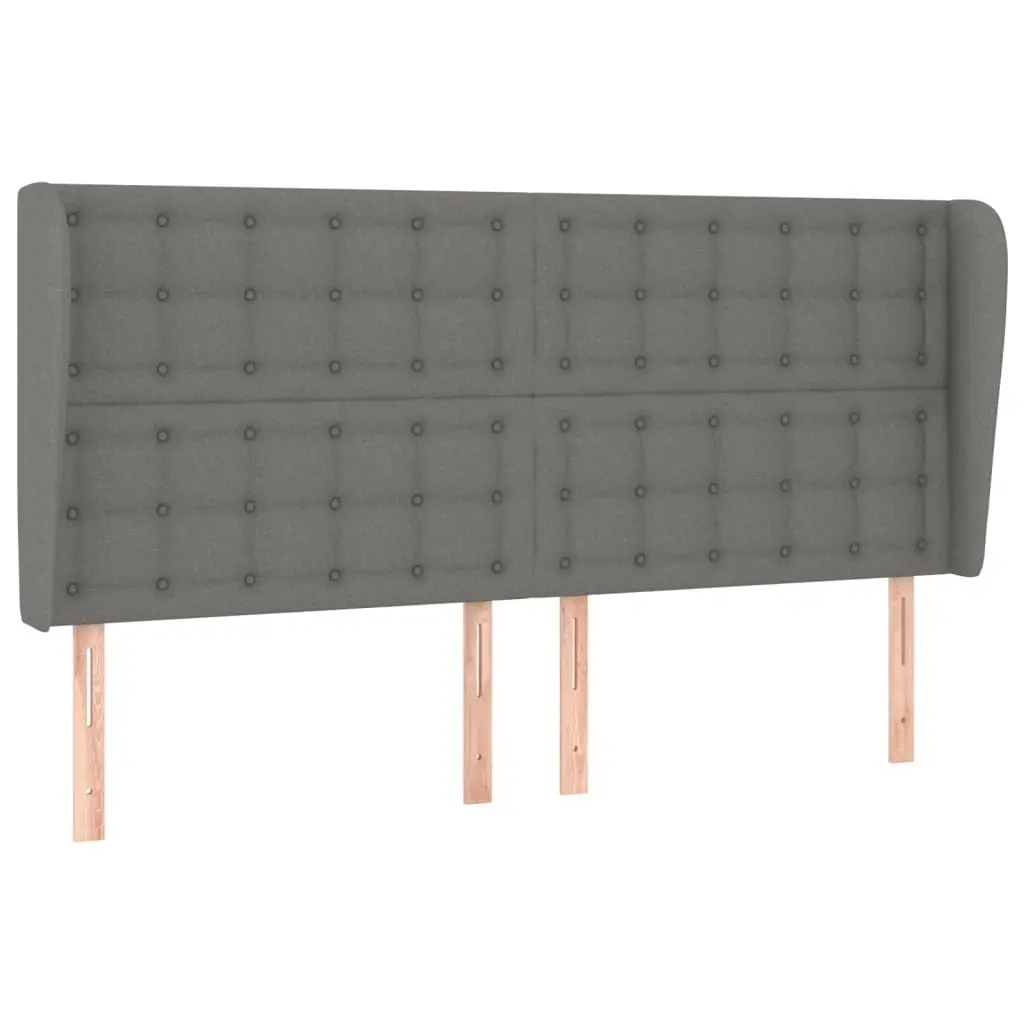 Headboard with Ears Dark Grey 163x23x118/128 cm Fabric 3118397 - Furniture