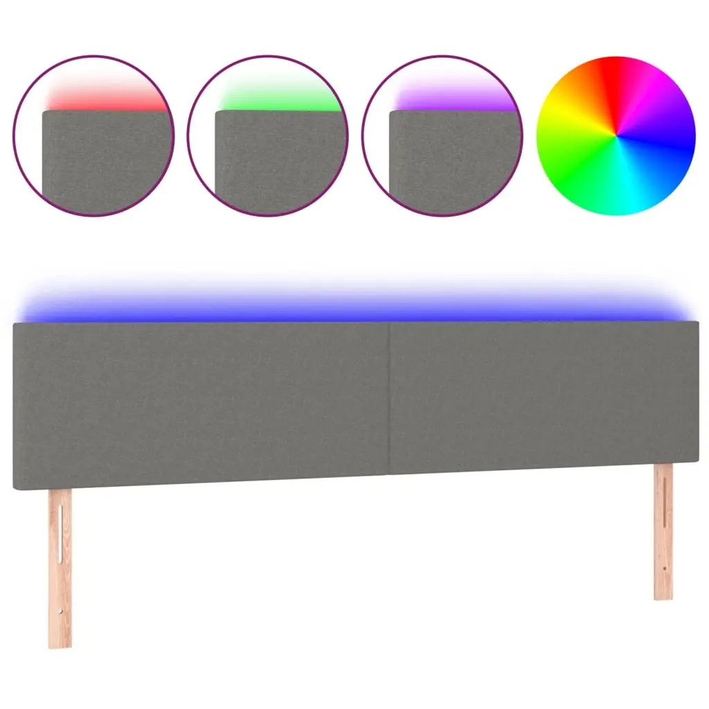 LED Headboard Dark Grey 160 cm Fabric 3121339 - Furniture