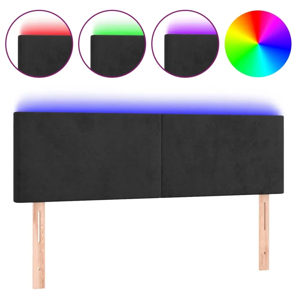 LED Headboard Black 144 cm Velvet 3121382 - Furniture