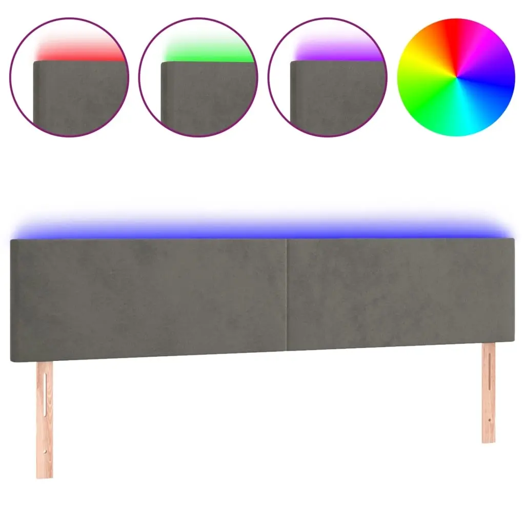 LED Headboard Dark Grey 160 cm Velvet 3121387 - Furniture