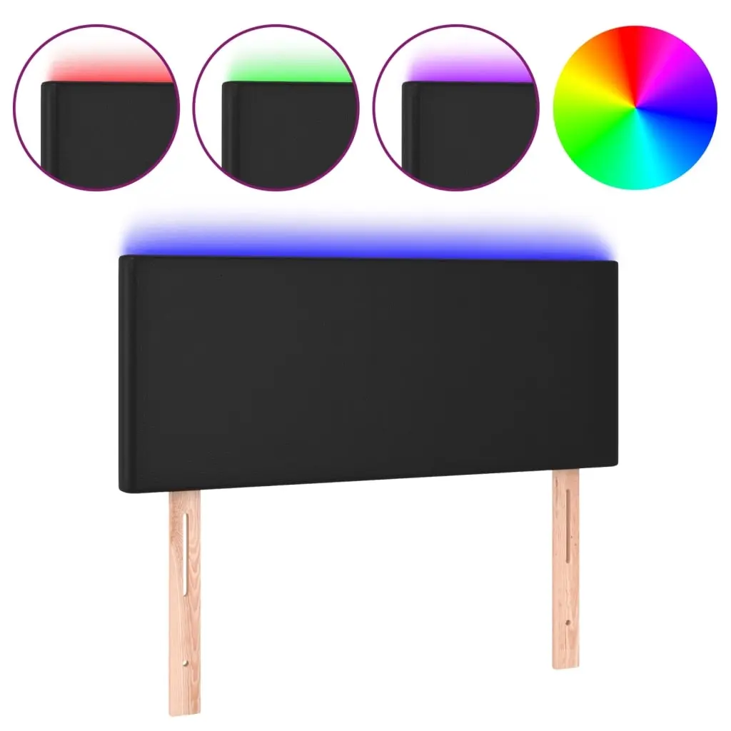 LED Headboard Black 100 cm Faux Leather 3121416 - Furniture