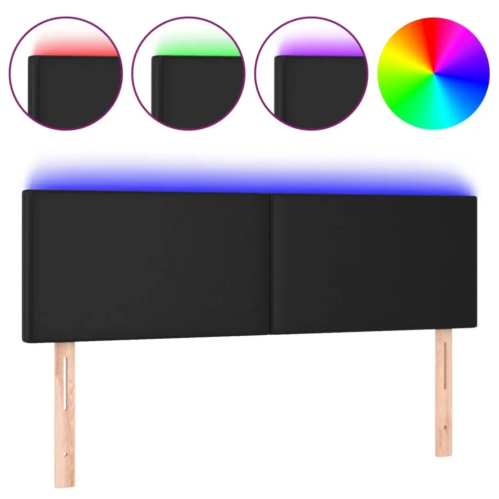 LED Headboard Black 144 cm Faux Leather 3121422 - Furniture
