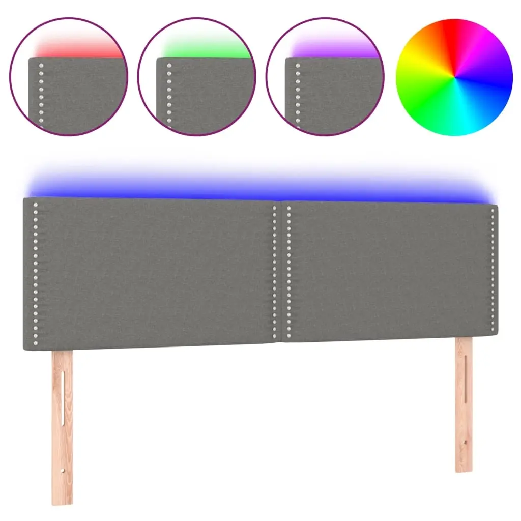 LED Headboard Dark Grey 144 cm Fabric 3121471 - Furniture