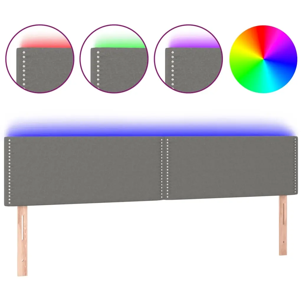 LED Headboard Dark Grey 160 cm Fabric 3121479 - Furniture