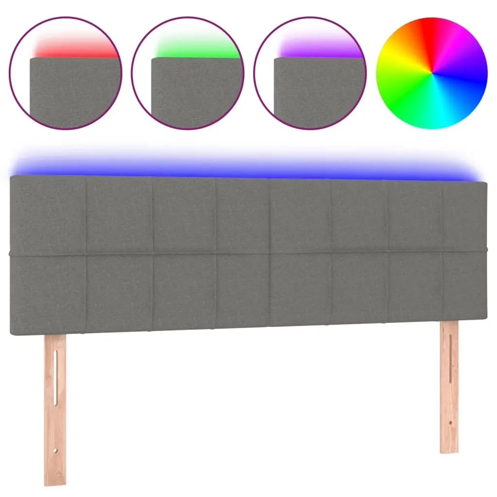 LED Headboard Dark Grey 144 cm Fabric 3121611 - Furniture