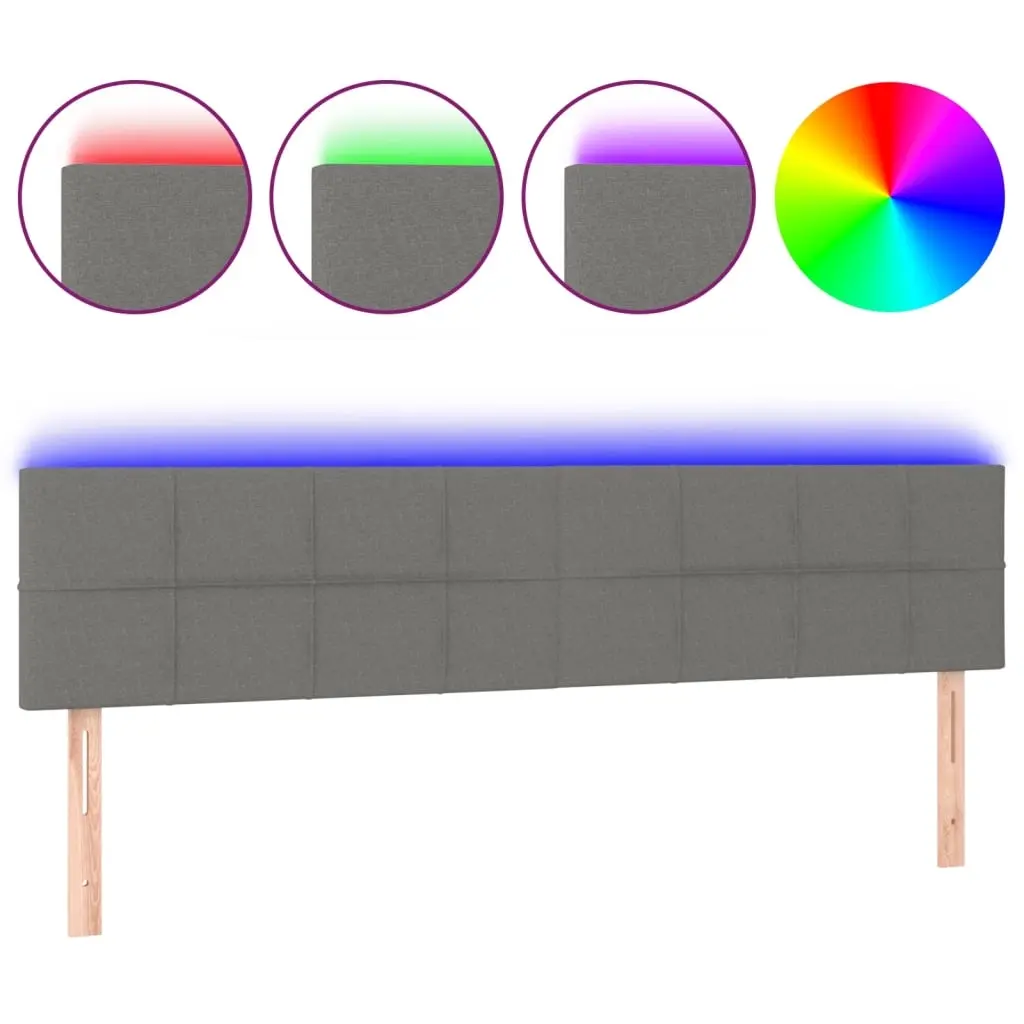 LED Headboard Dark Grey 200 cm Fabric 3121635 - Furniture