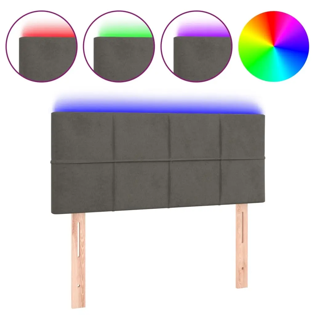 LED Headboard Dark Grey 100 cm Velvet 3121655 - Furniture