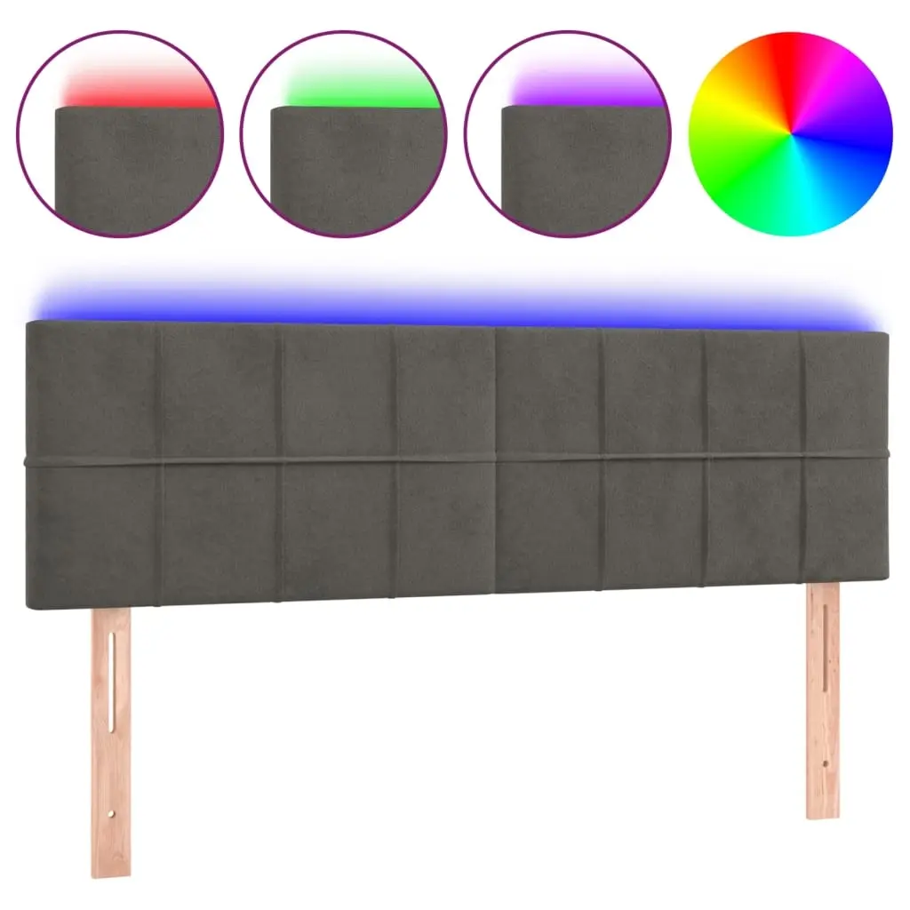 LED Headboard Dark Grey 144 cm Velvet 3121661 - Furniture