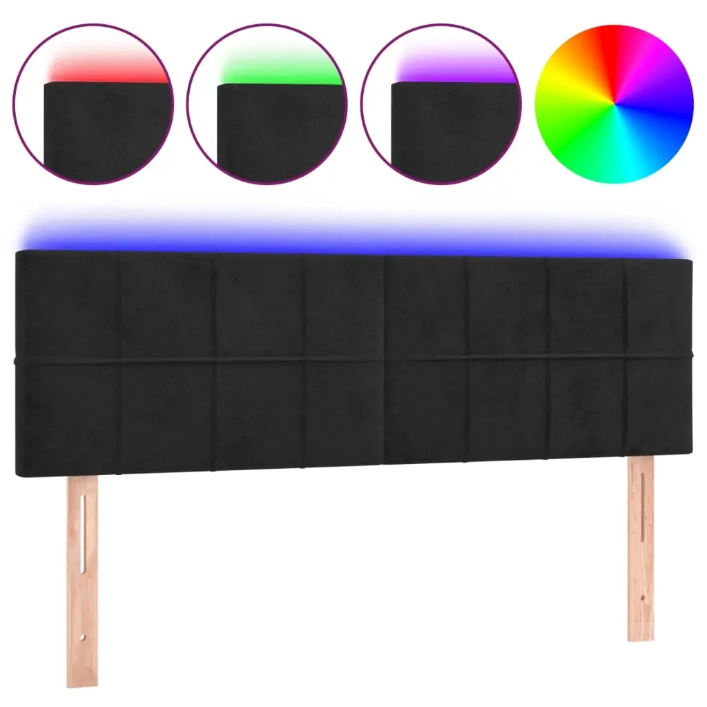 LED Headboard Black 144 cm Velvet 3121662 - Furniture