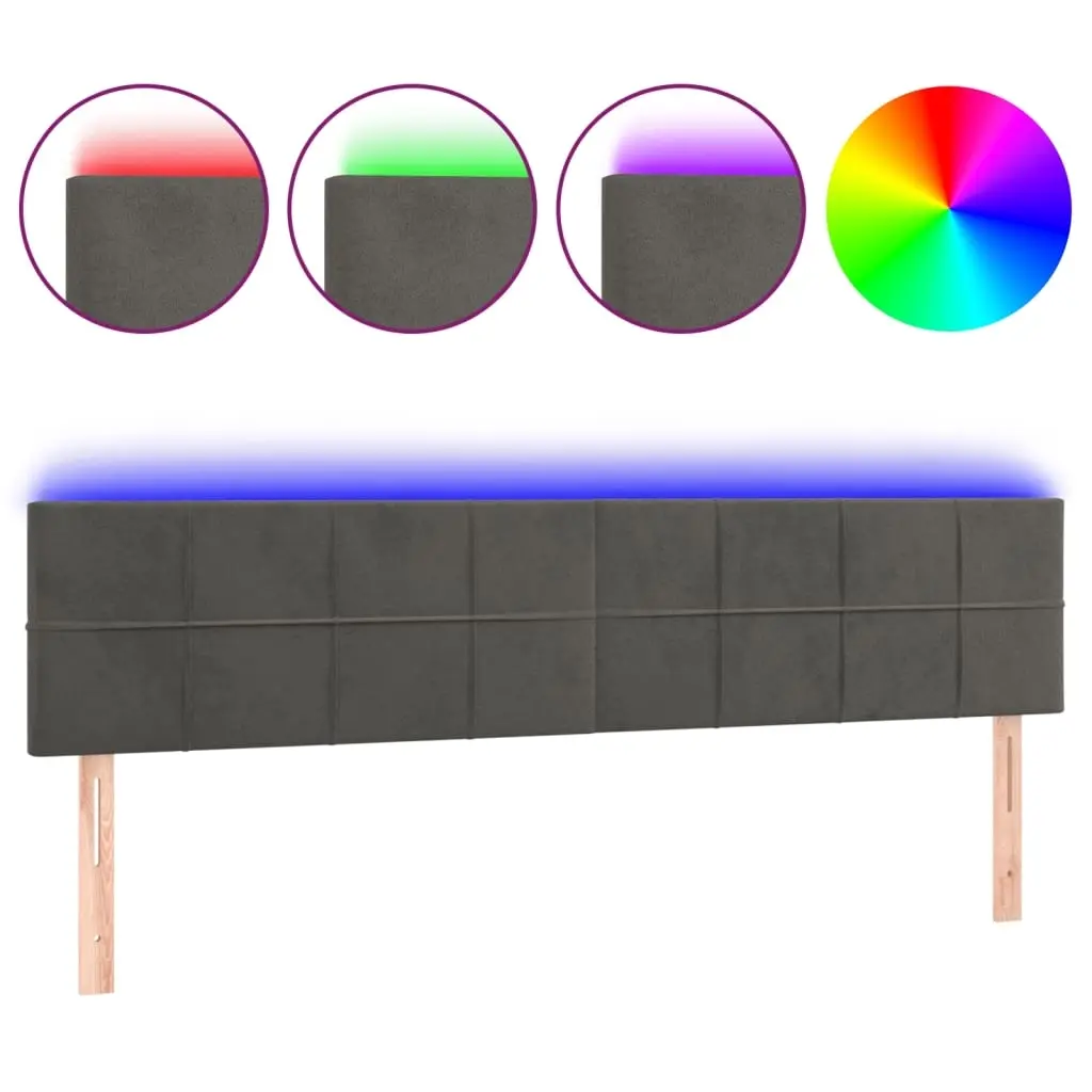 LED Headboard Dark Grey 160x5x78/88 cm Velvet 3121667 - Furniture