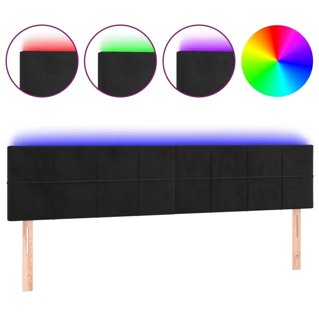 LED Headboard Black 160 cm Velvet 3121668 - Furniture