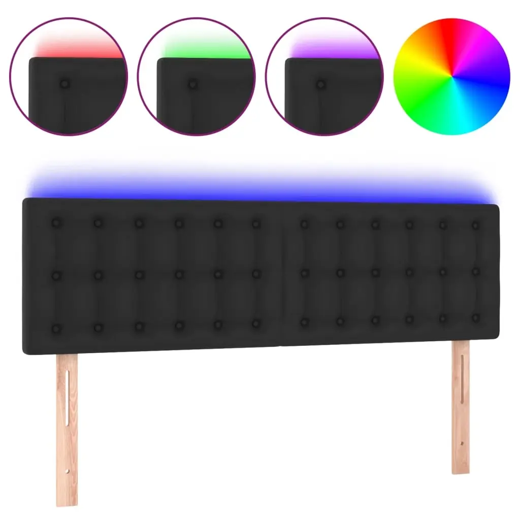 LED Headboard Black 144x5x78/88 cm Faux Leather 3121702 - Furniture