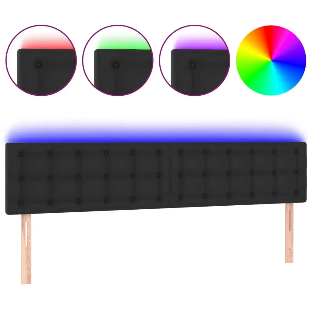 LED Headboard Black 200 cm Faux Leather 3121720 - Furniture