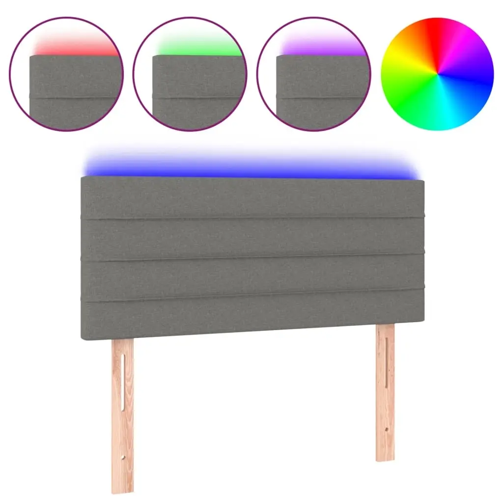 LED Headboard Dark Grey 100 cm Fabric 3121743 - Furniture