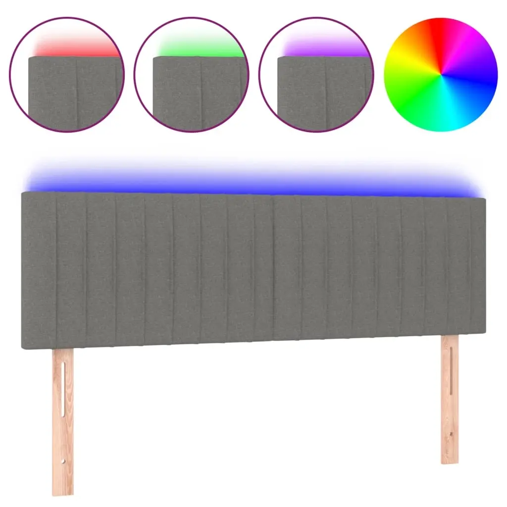 LED Headboard Dark Grey 144 cm Fabric 3121849 - Furniture