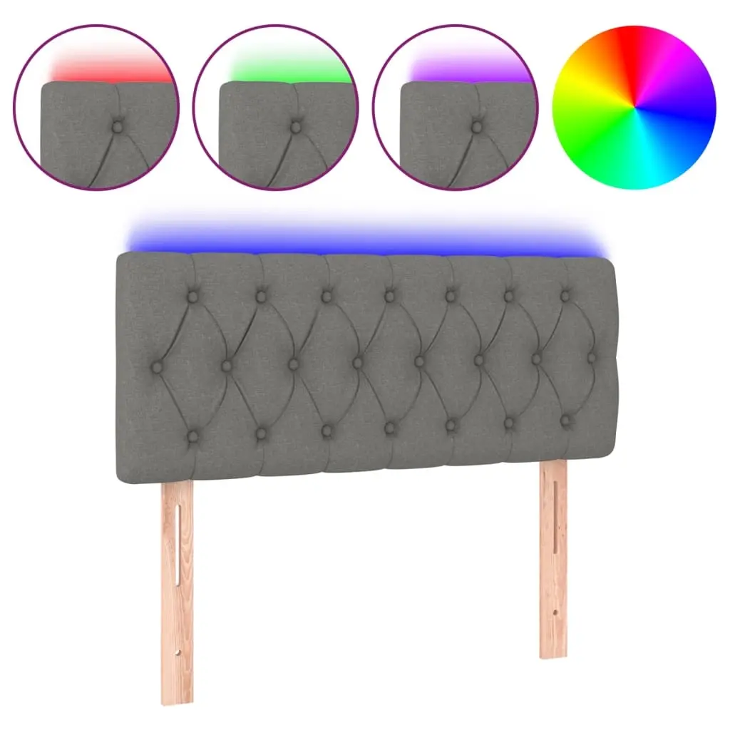 LED Headboard Dark Grey 100 cm Fabric 3121939 - Furniture