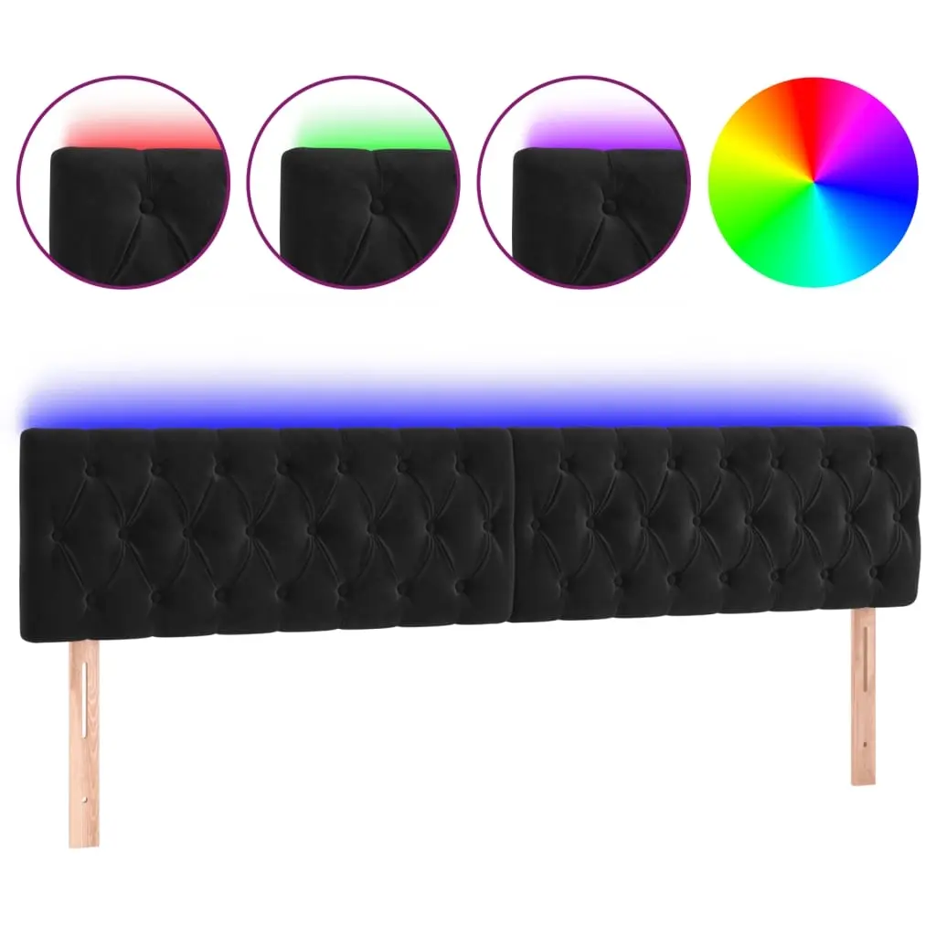 LED Headboard Black 200 cm Velvet 3122016 - Furniture