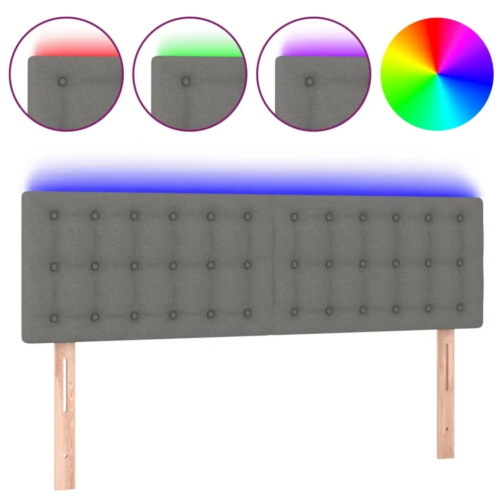LED Headboard Dark Grey 144x5x78/88 cm Fabric 3122045 - Furniture
